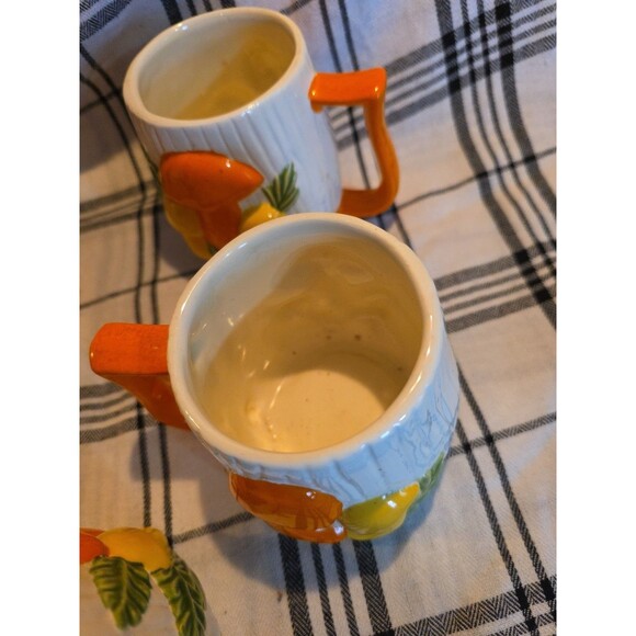 Vintage Ceramic Coffee Server Set Mushroom Motif‎ Teapot 6 Mugs Arnels - Picture 13 of 13